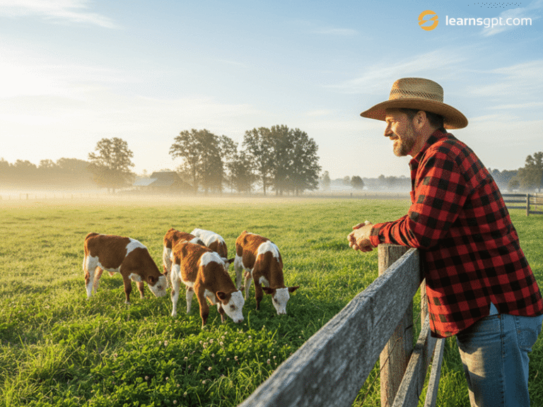 A farmer calculating how much are calves to buy for his new homestead.