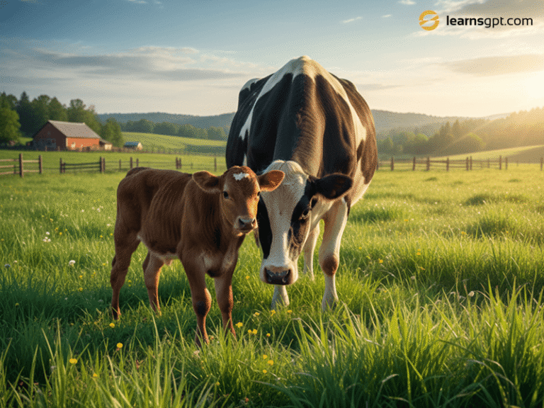 2 Best Times: When is Calving Season for Beef and Dairy Cows? A mother cow and her newborn baby highlighting when is calving season on a farm.