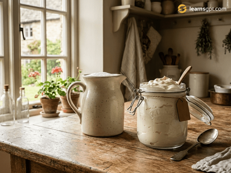 5 Simple Steps: How to Make Sour Cream From Raw Milk A glass jar showing exactly how to make sour cream from raw milk at home.